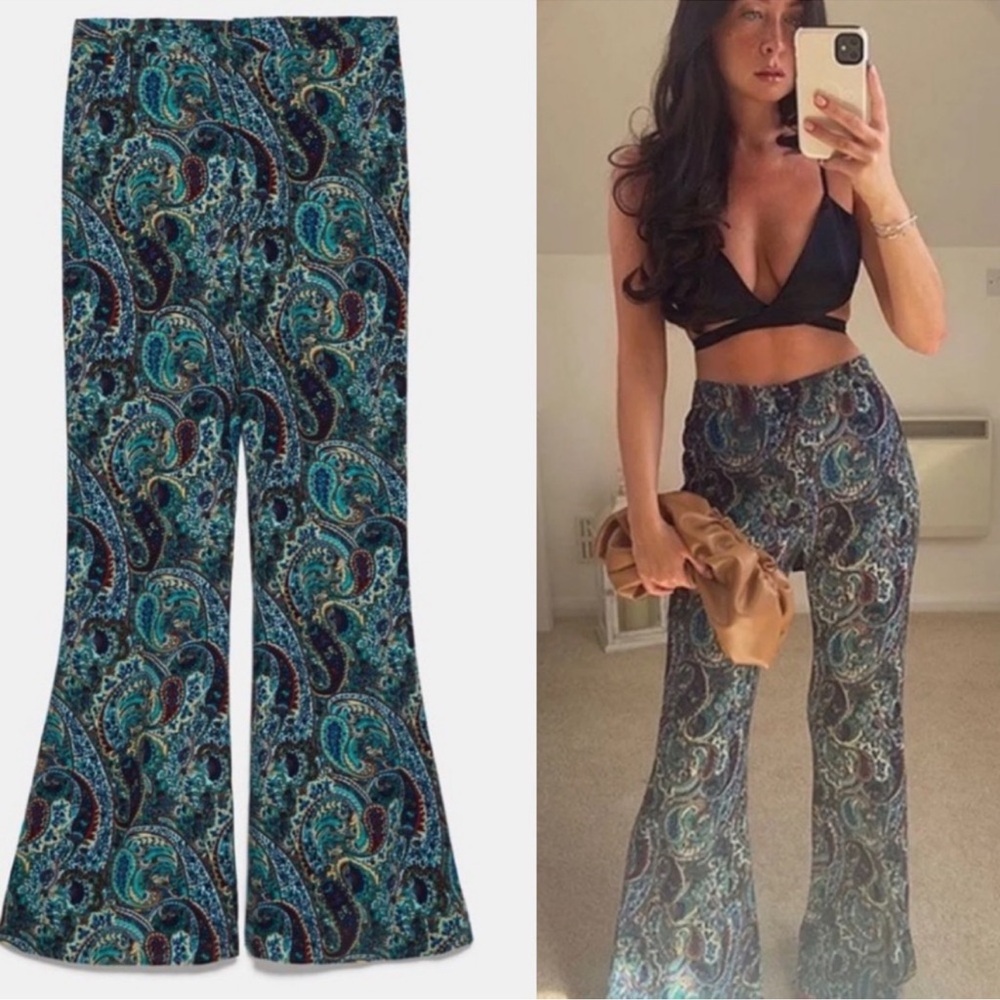 Zara Paisley Trousers Size L - Picture 15 of 17